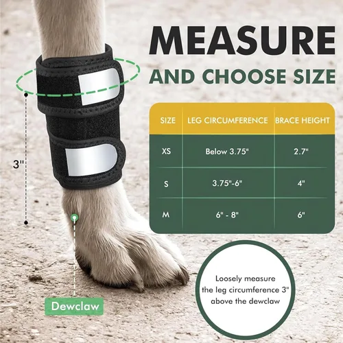 Vista 4 de Dog Leg Braces Front Leg Support Wraps Adjustable Joint Covers for Shoulder Elbow Wrist with Reflective Straps High Elasticity Fabric (M)