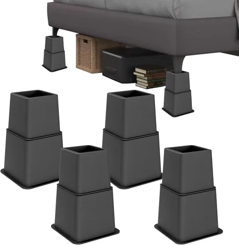 Vista 9 de Elevadores de cama resistentes de 8 pulgadas, juego de 4 elevadores ajustables para muebles, alturas de elevación de 3, 5 y 8 pulgadas, soporta