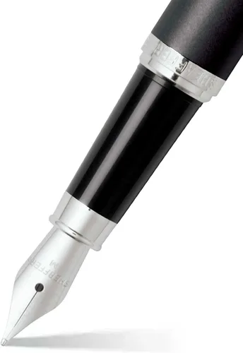 Vista 2 de Sheaffer VFM - Pluma estilográfica con acabado mate negro, detalles cromados, con punta mediana