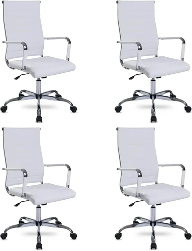 Vista 15 de Silla de escritorio de oficina, sillas de trabajo rodantes de cuero negro