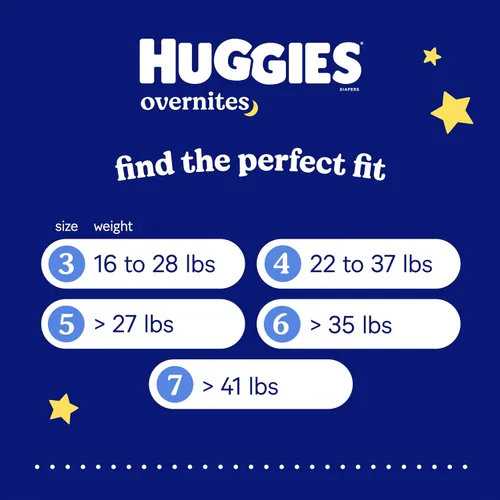 Vista 9 de Huggies Pañales Overnites: pañales para bebé, talla 6 (35+ libras), 72 unidades, el embalaje puede variar