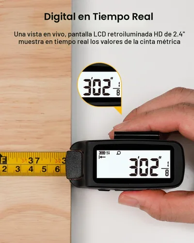 Vista 4 de ACPOTEL - Cinta métrica digital de 16 pies, pantalla LCD, 6 unidades métricas e imperiales (amarillo soleado)