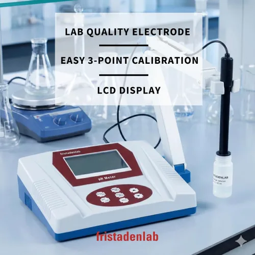 Vista 5 de Fristaden Lab Medidor de pH de sobremesa USA Company Electrodo 6621 para alimentos y frutas semi-blandos Alta precisión (0.01 pH) Soluciones