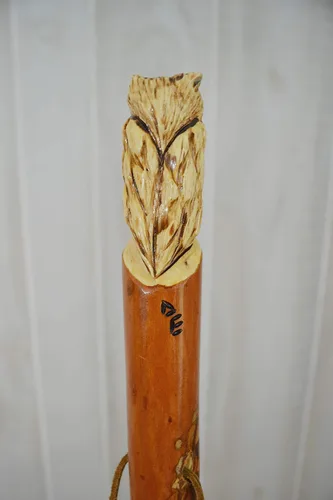 Vista 5 de Creation Carvings - Bastón tallado a mano de búho tallado a mano - Altura personalizada de hasta 60 pulgadas