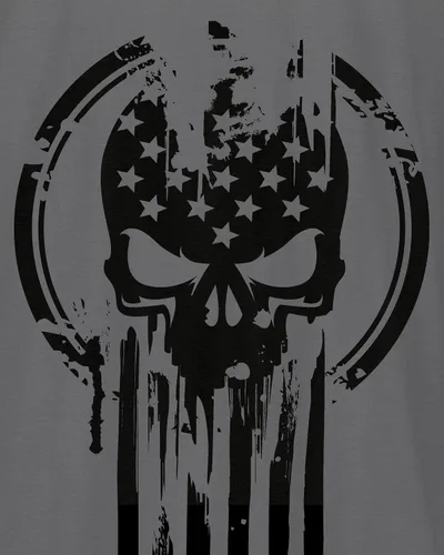 Vista 4 de Camiseta militar de calavera con la bandera del guerrero estadounidense.