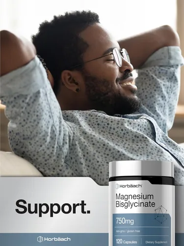 Vista 6 de Horbäach Bisglicinato de magnesio 120 cápsulas 750 mg Suplemento sin OMG y sin gluten Suplemento sin OMG y sin gluten