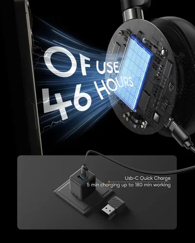 Vista 8 de Auriculares inalámbricos Bluetooth con micrófono para el trabajo, Bluetooth 5.3, micrófono de reducción de ruido con voz HD, sonido estéreo de alta