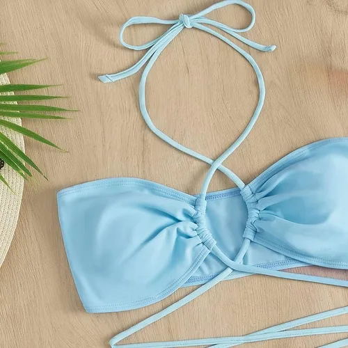 Vista 5 de Fronage Traje de baño de playa para mujer, conjunto de bikini floral con diseño de mariposas, regalos
