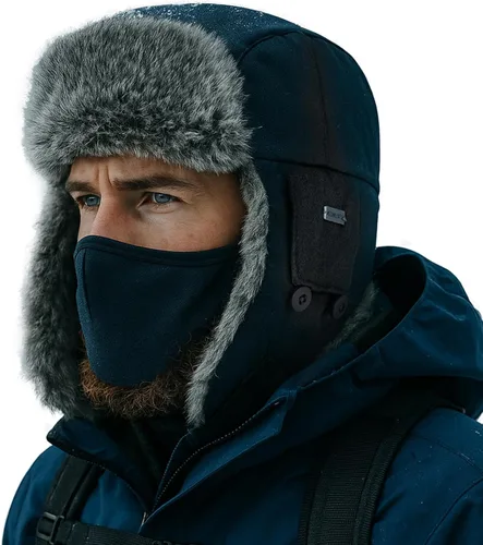 Vista 47 de Comhats Gran XL Trapper Trooper Caza Cálido Oído Solapa Rusia Ushanka Invierno Esquí Clima Frío Bombardero Sombreros para Hombres