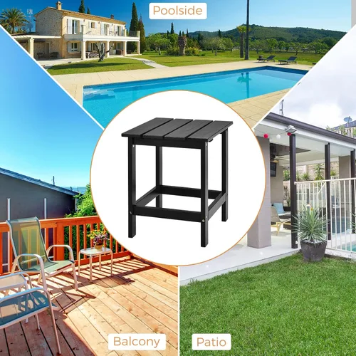 Vista 9 de Giantex Mesa auxiliar para exteriores, mesa auxiliar cuadrada de madera de 15 pulgadas con diseño de rejillas, construcción resistente, fácil