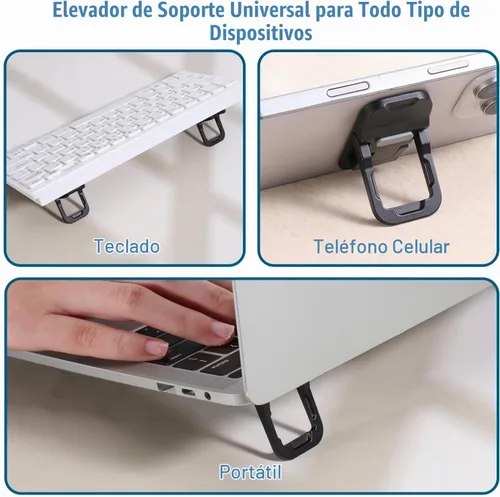 Vista 7 de Bewudy 2 Pcs Portable Keyboard Stand, Dual Tilt Angle Adjustment, Foldable Laptop Riser, Self-Adhesive Feet for Most Keyboards (Black)