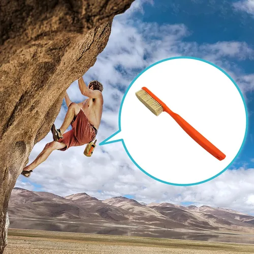 Vista 5 de TWO STONES Cepillo de tiza de escalada con cerdas gruesas ultra duraderas de pelo de jabalí, cepillo de boulder con mango ergonómico, portátil