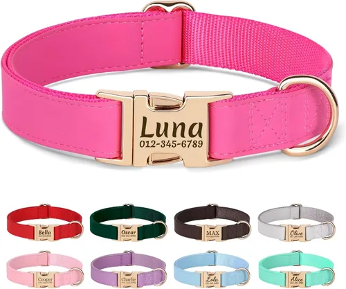 Vista 16 de Collares para perros personalizados de PET ARTIST, collar para perro grabado personalizado con etiqueta de nombre silenciosa, hebilla de liberación