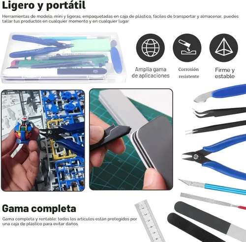 Vista 5 de Fippy 11 piezas Kit de herramientas para modelos, kit de herramientas Gundam, kit de herramientas de construcción para pasatiempos para armado