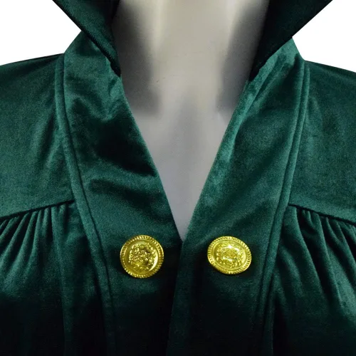 Vista 6 de Disfraz de profesora McGonagall para mujer, overol verde, capa de terciopelo, hechicera, Halloween, bruja, cosplay