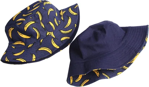 Vista 3 de Joylife Sombrero de pescador con estampado de plátano, diseño de fruta, reversible, para verano