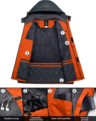 Vista 3 de GEMYSE chaqueta de esquí para hombre impermeable rompevientos para la nieve