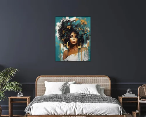 Vista 224 de Arte de pared afroamericano, decoración de rey y reina bailarín negro para sala de estar, arte de pareja de amor negro para dormitorio, lienzo