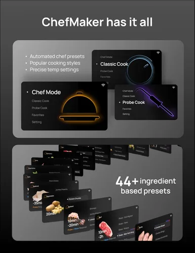 Vista 7 de Dreo ChefMaker - Freidora combinada, cocina como un profesional con solo presionar un botón, freidora de aire inteligente con sonda de cocina