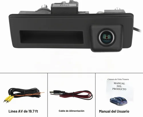 Vista 8 de 170 ° Cámara de respaldo con mango de coche HD impermeable cámara de visión trasera visión nocturna asistencia de estacionamiento inversa para Audi