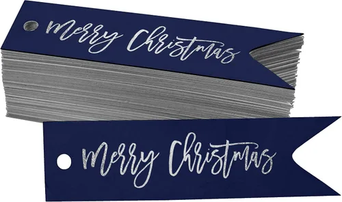 Vista 51 de Etiquetas colgantes con texto en inglés «Merry Christmas» para botellas de papel de aluminio, paquete de 50 unidades Aqua Blue