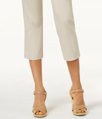 Vista 3 de JM Collection - Pantalones capri adornados para mujer, color marrón, talla XL, Beige oscuro