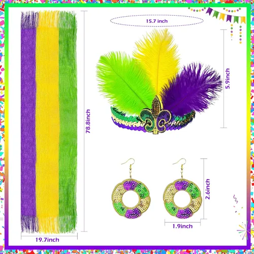 Vista 2 de Chal de Mardi Gras accesorio de disfraz Se