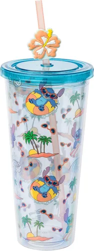 Vista 36 de Silver Buffalo Disney Una Loca Aventura de Goofy con Goofy, Max Goof, Roxanne y Bobby Zimuruski - Vaso de plástico para bebidas frías con tapa