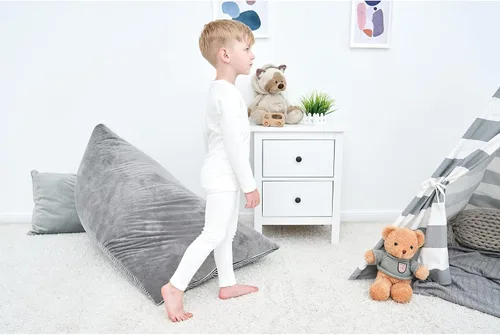 Vista 3 de KISBINI Pijama básico de algodón de color sólido para niñas pequeñas, conjunto de 2 piezas