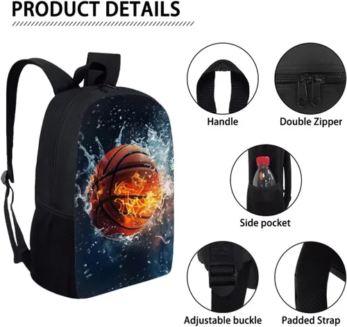 Vista 135 de HUGS IDEA Los animales frescos 3D niños escuela libro bolsa niños impresión mochilas, Baloncesto, Moderno
