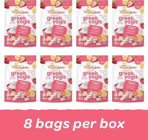 Vista 2 de Happy Baby Organics - Snacks para bebés, yoguis griegos, bocadillos de yogur liofilizado y frutas, aperitivo sin gluten para bebés de más de 9