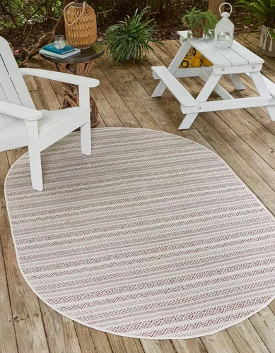 Vista 13 de Unique Loom Outdoor Striped Collection Alfombra de área - Maia (2' 2" x 3' 1" Rectángulo, Beige/Marfil)