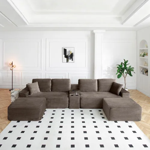 Vista 24 de Sofá seccional Cloud de 108 pulgadas, sofá seccional modular moderno con asiento profundo, sofás de pana sin estructura con chaise en forma de L