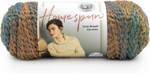 Vista 48 de Lion Brand Yarn Hilo Homespun, Hilo Suave y Voluminoso para Tejer, Ganchillo y Manualidades, 1 paquete, Beachside Stripes