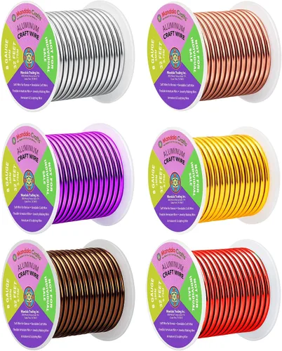 Vista 265 de Mandala Crafts - Alambre de aluminio anodizado de calibre 22 para hacer joyas - 137.2 m de alambre flexible surtido y coloreado - Doble para bonsái