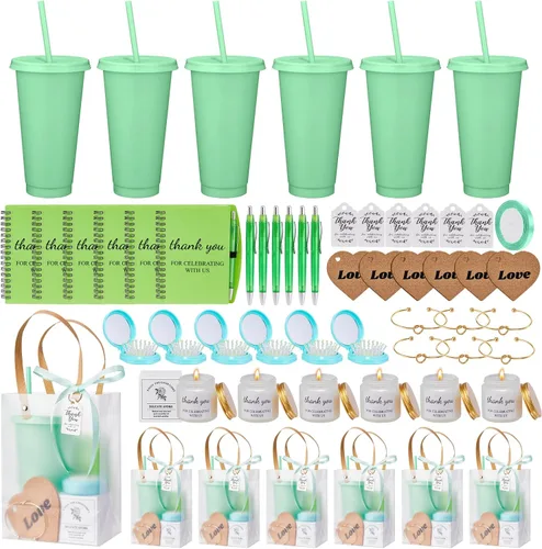 Vista 11 de 56 premios de baby shower para ganadores de juegos, regalos de baby shower, incluyendo vaso de plástico, cuaderno, velas perfumadas, bolígrafos Azul