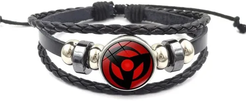 Vista 6 de Pulseras de cuero de Narutos de anime, Uchiha Sharingan Rinnegan Eye Itach Kakash, vidrio