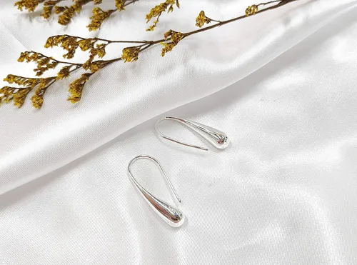 Vista 7 de Pendientes de plata 925 joyería de moda lágrimagota de aguagota de lluvia pendientes colgantes para mujeres regalos de San Valentín, Plata