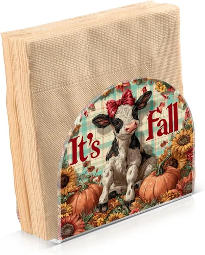 Vista 11 de Servilletero de otoño de gnomo negro para mesa, dispensadores de pañuelos acrílicos, servilleteros de cóctel para bodas, fiestas, eventos