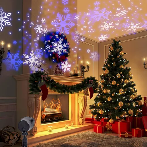 Vista 7 de Vanthylit Proyector de luces de Navidad al aire libre, proyección de copos de nieve blancos y azules en el exterior, luz LED impermeable de paisaje