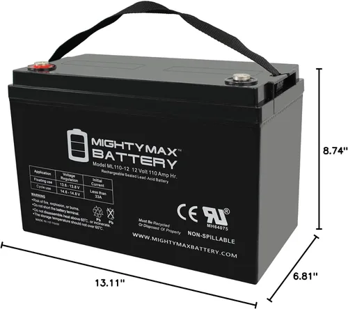 Vista 8 de Mighty Max Battery Reemplazo de batería de 12 V 110 AH para tipo AGM, 110 amperios, modelo # UB 121100