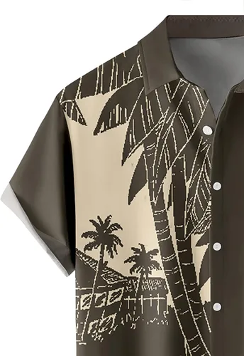 Vista 4 de Camisas hawaianas para hombre, holgadas, de manga corta, camisas de playa para hombre, camisas casuales de resort