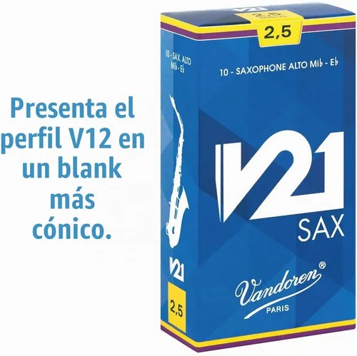 Vista 2 de Vandoren SR8125 - Cañas para saxofón alto V21 (fuerza de 2.5); Caja de 10