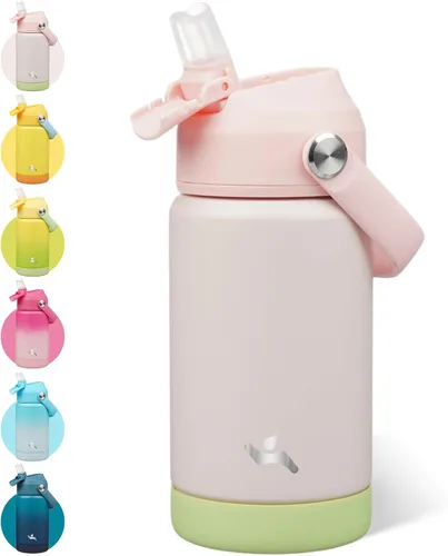 Vista 44 de Konokyo - Botella de agua deportiva aislada de acero inoxidable de 18 onzas con tapa con popote Black; BPA-free, leak-proof sports bottle with
