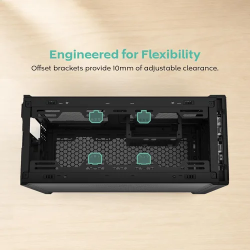 Vista 9 de MONTECH Funda para PC Micro ATX de 22.7 L, chasis modular de malla de alto flujo de aire para construcciones de aire, líquidos o SFF, soporte de TEN