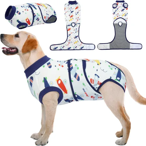 Vista 22 de Kuoser - Traje de recuperación posterior a la cirugía para perros y gatos, camisa profesional y vendaje de heridas abdominales, reemplaza collar