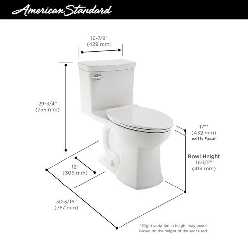 Vista 3 de American Standard 2922A104.020 Townsend VorMax - Inodoro alargado de una pieza con asiento, altura derecha, color blanco