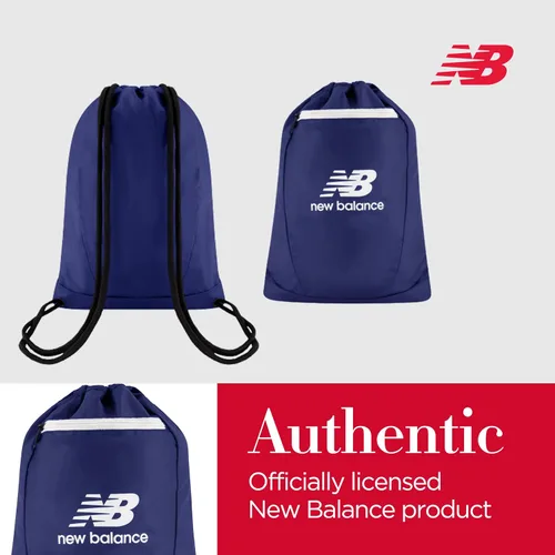 Vista 6 de New Balance Mochila con cordón, pequeña bolsa de viaje para gimnasio con bolsillo frontal con cremallera, saco deportivo para hombres y mujeres