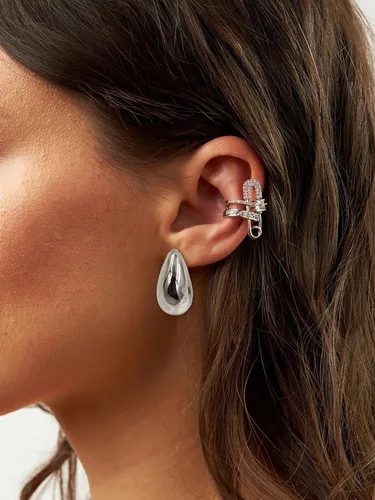 Vista 2 de Aretes de aro gruesos de oro para mujer, chapados en oro de 14 quilates, aretes de aro triple, hipoalergénicos, a la moda, aretes de aro gruesos