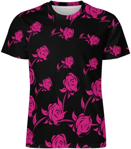 Vista 4 de Red Rose Men's Graphic T-Shirt Personalized Short-Sleeve Tee Shirts Fashion Shirts Top for Home Work